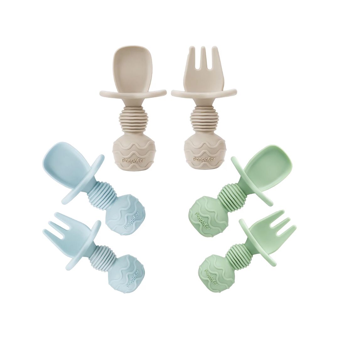 6 Pack Silicone Baby Spoons and Fork Feeding Set