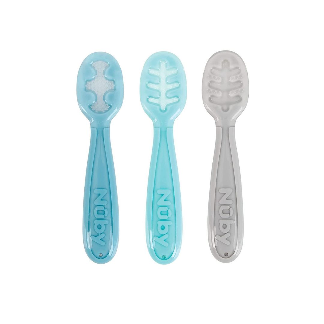 Nuby Baby First Spoon Set - Silicone  - 3 Pack - 6 Plus Months
