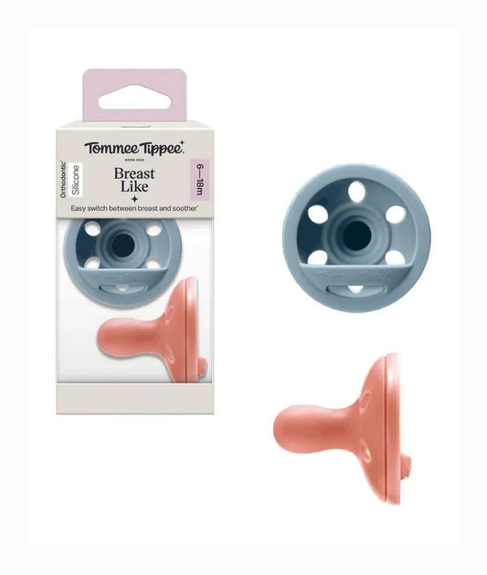 Tommee Tippee Breastlike Soother 6 to 18 Months, Pack Of 2 - Blue and Peach