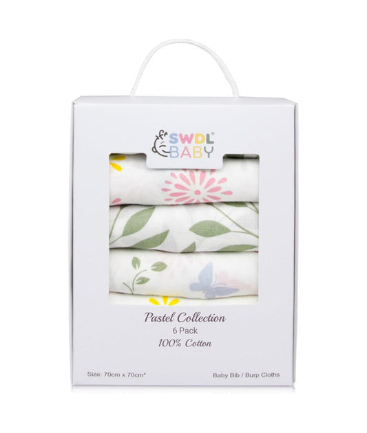 Large Baby Muslin Cloths - 100% Cotton Muslin Squares (Pack of 6, 70 x 70 cm)