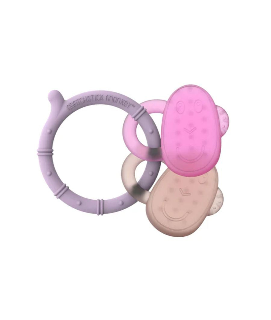 Matchstick Monkey Ice Cooling Teether Dusty Pink from 3 months