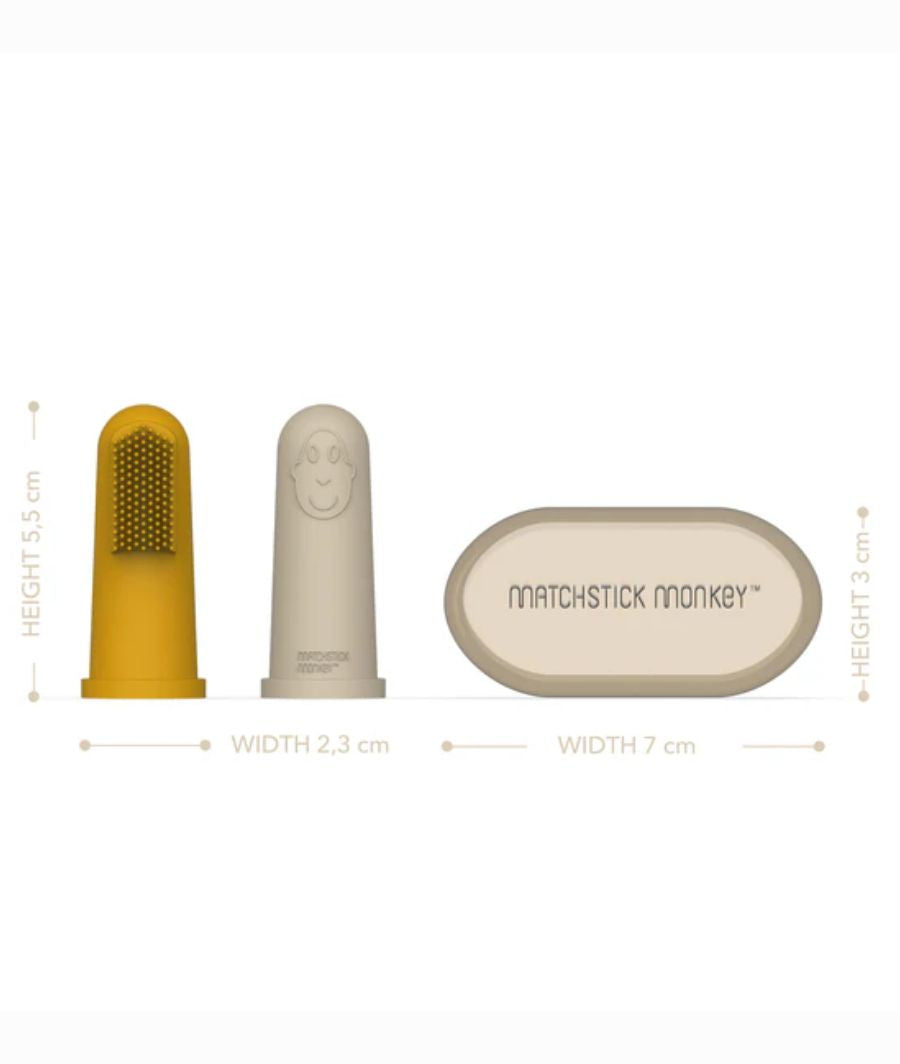 Yellow & Beige Finger Toothbrush with carry case  3- 12 months – Image 3