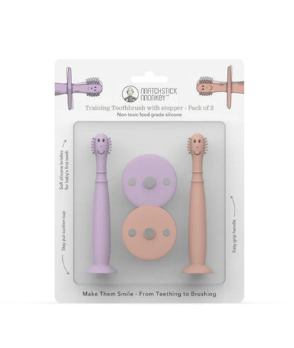 Dusty Pink and Lilac Training Toothbrush with Stopper 3 months