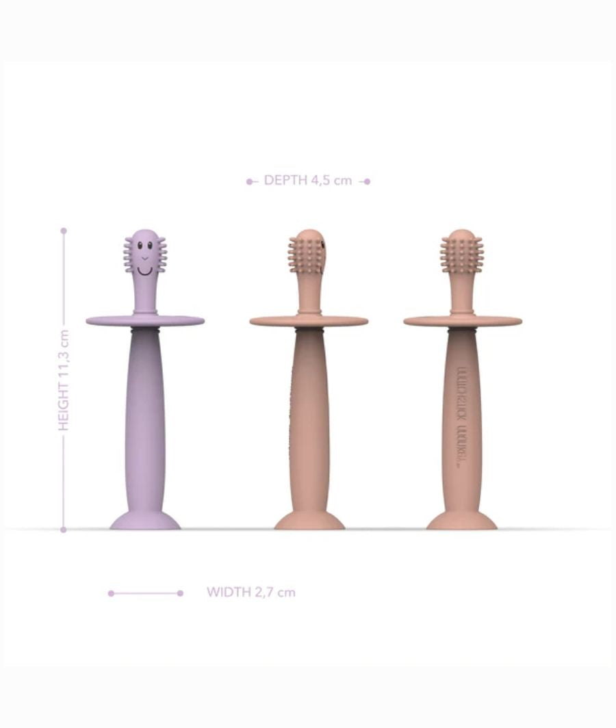 Dusty Pink and Lilac Training Toothbrush with Stopper 3 months – Image 3