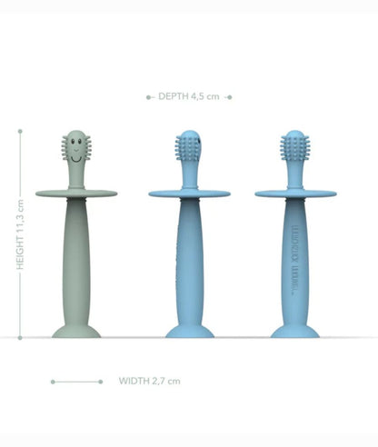Mint Green and Light Blue Training Toothbrush with Stopper 3 months – Image 3