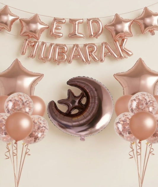 EID Mubarak Foil Latex Balloons Set