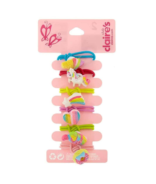 Claire's Club Rainbow Glitter Hair Ties - 6 Pack