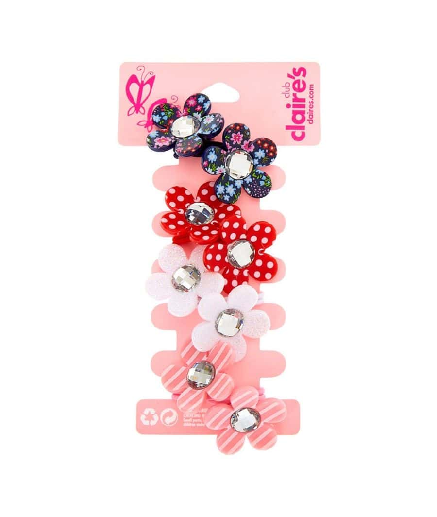 Claire's Club Floral Gem Hair Ties - 4 Pack