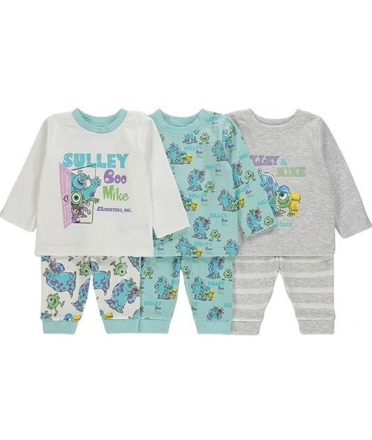 Disney Monsters Inc. Blue Jersey Pyjamas 3 Pack (3-6 Month)