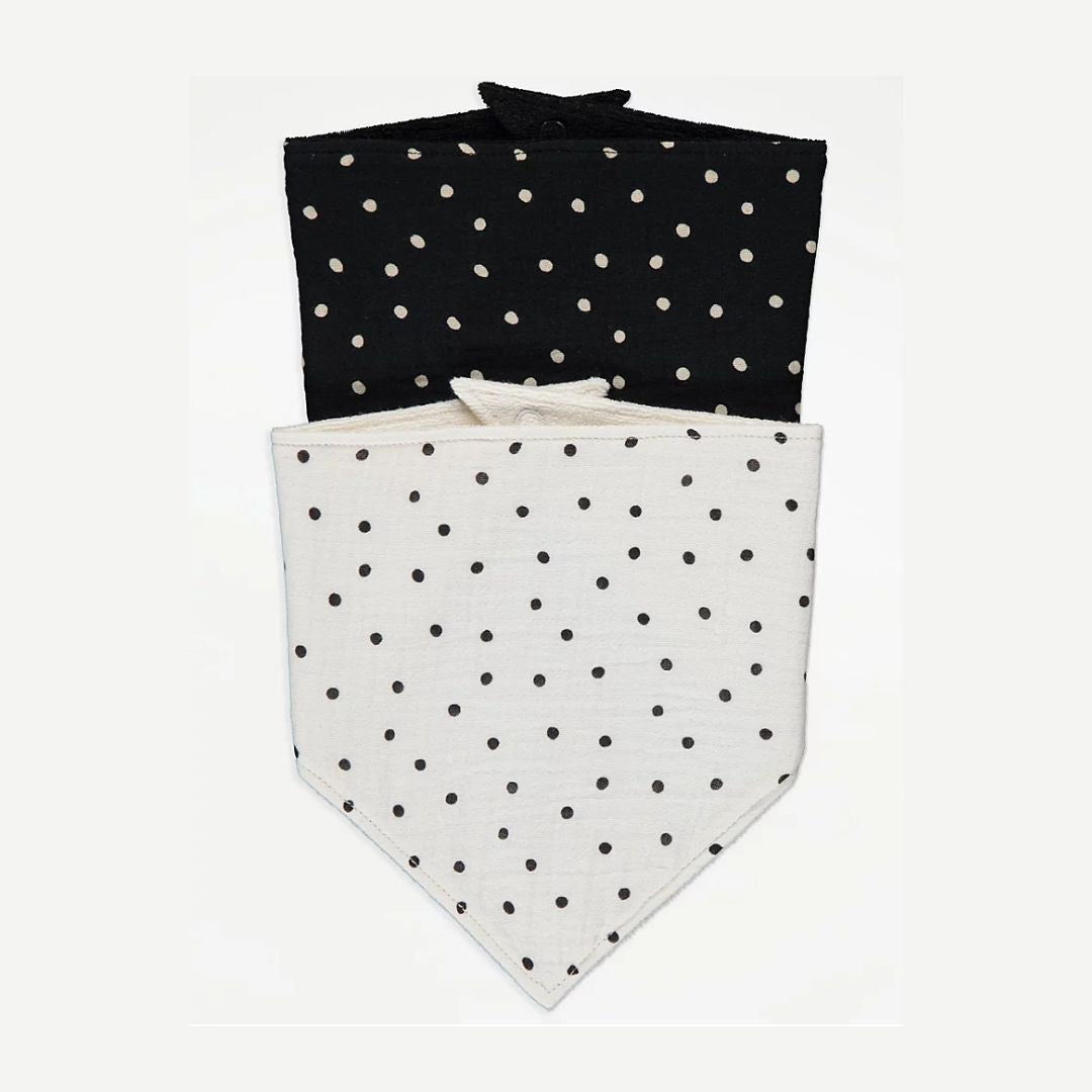 Spotty Cheesecloth Dribble Bibs 2 Pack