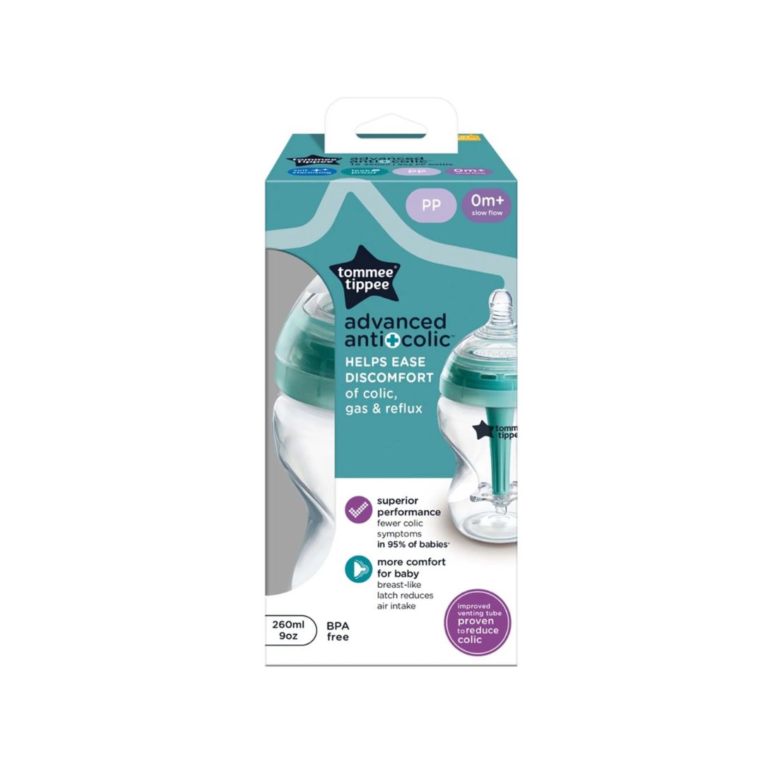 Tommee Tippee Advance Anti-Colic Bottle With Slow Flow Teat 260Ml 0M+ – Image 3
