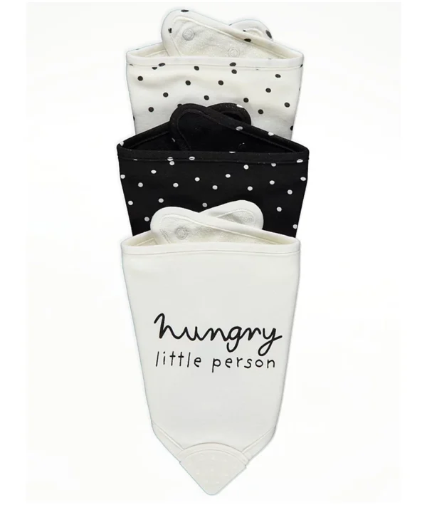 Monochrome Ribbed Polka Dot Teether Bibs 3 Pack