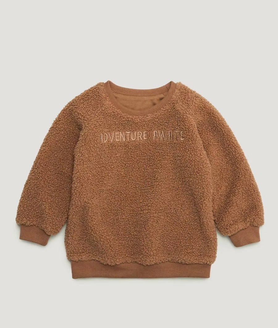 Unisex Tan Teddy Fleece Slogan Sweatshirt