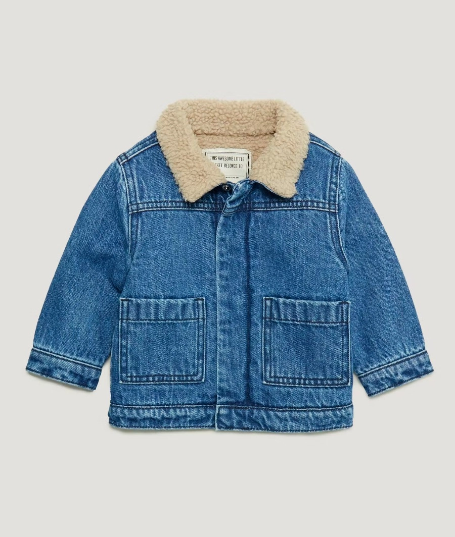 Blue Teddy Fleece Collar Denim Jacket