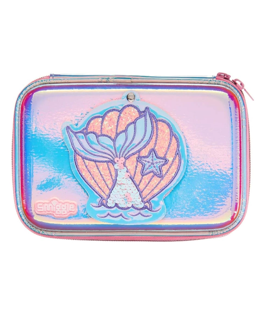 Smiggle Pencil Case ‘Glitz’ with Secret Mirror (Pearly Pink Mermaid)
