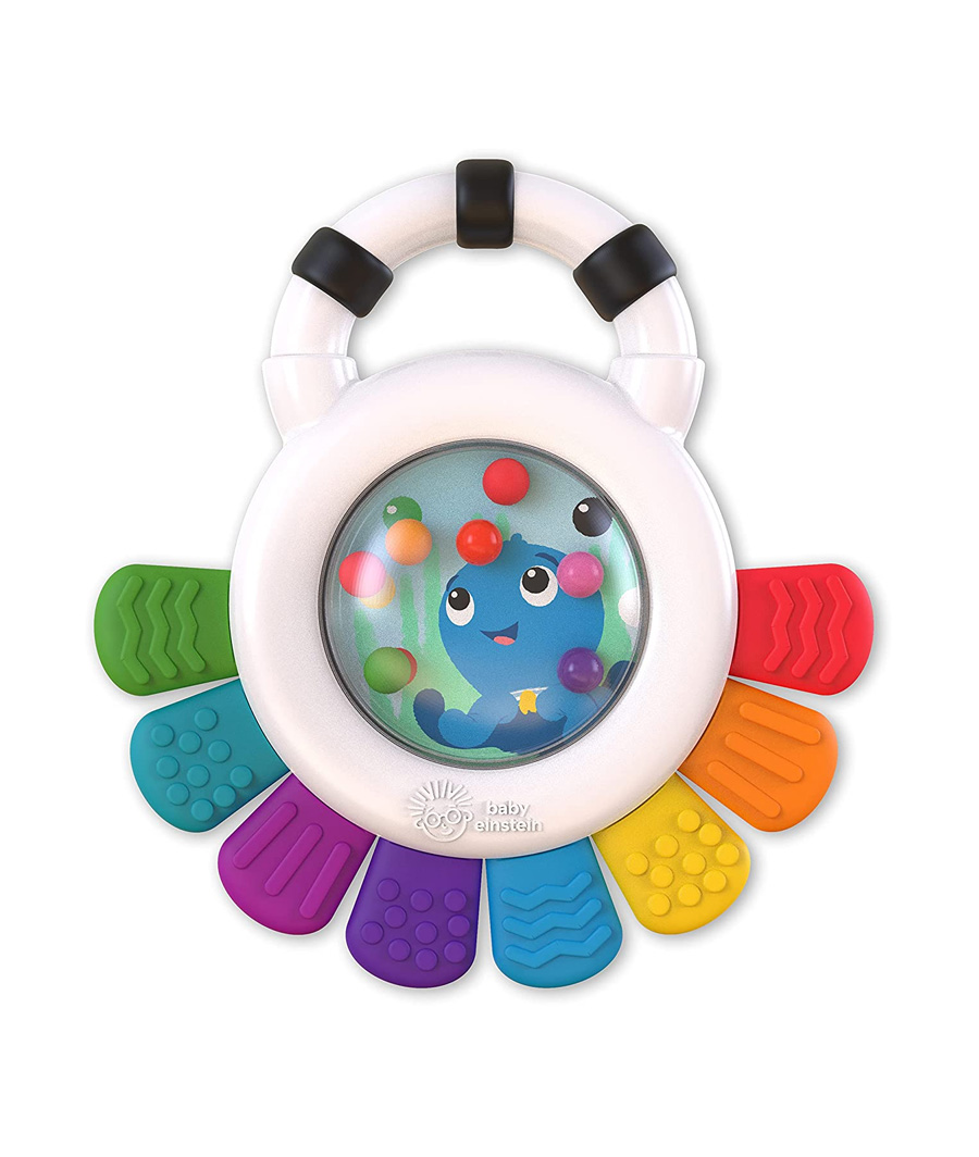 Baby Einstein Outstanding Opus The Octopus Sensory Rattle & Teether Multi-Use Toy, BPA Free & Chillable, 3 Months & up, Multicolored