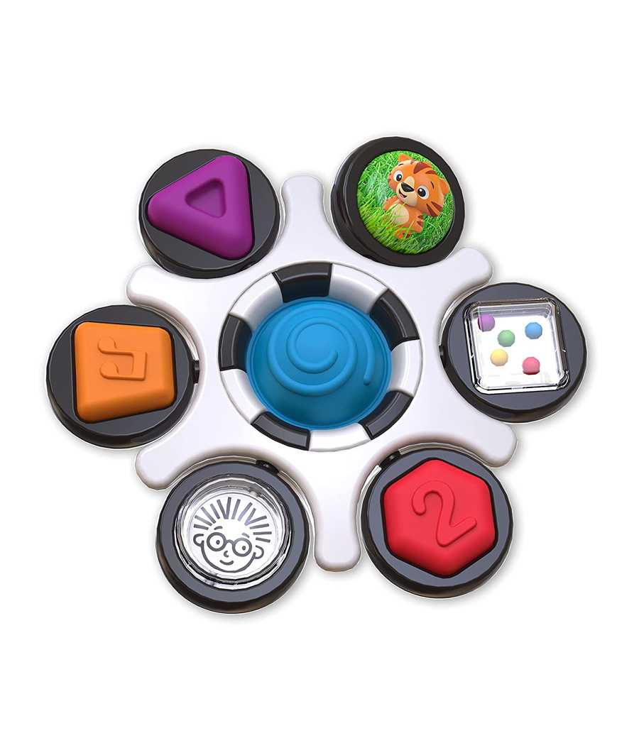 Baby Einstein Curiosity Clutch Fidget Sensory Toy and Pop It Rattle, BPA Free Infant Teether, Age 3 Months+, Multicolored