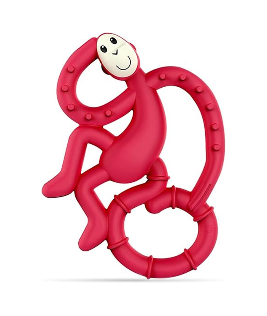 Matchstick Monkey, Antimicrobial Silicone Teether, 3 Months Old+, Rubine Red Mini Monkey