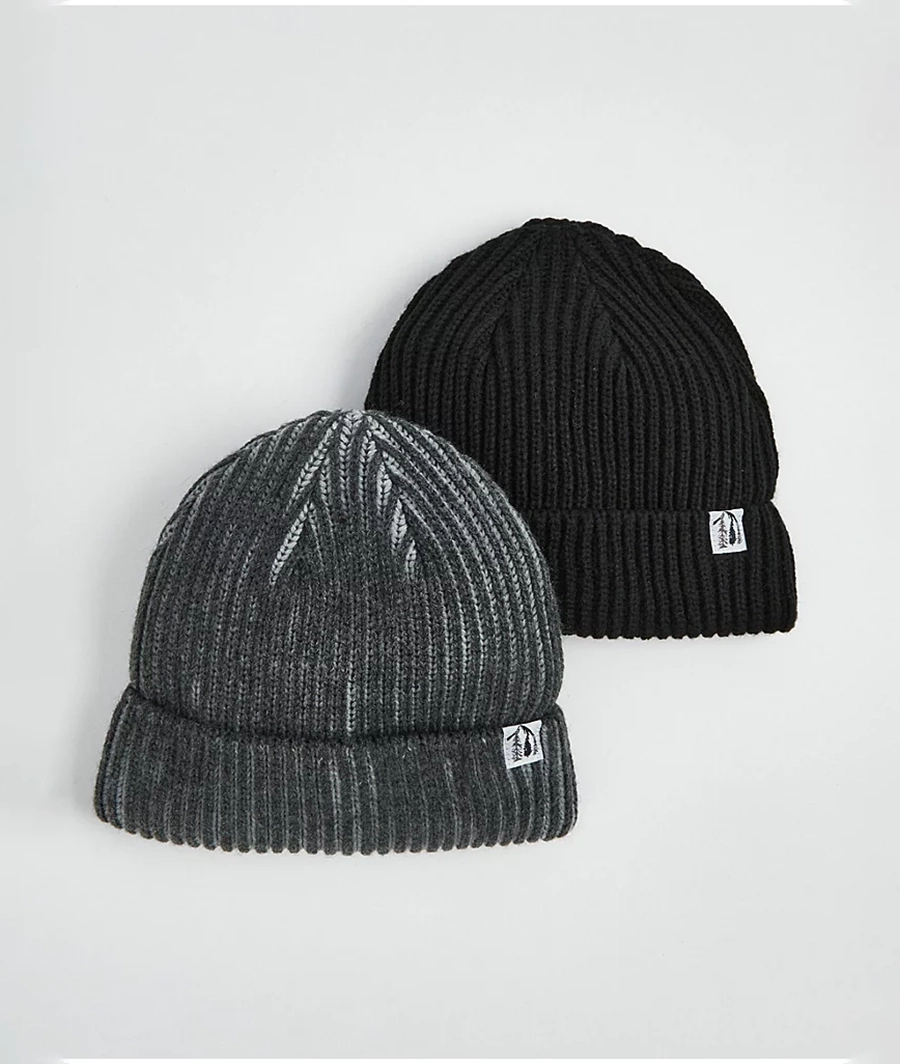 Black Knitted Beanie Hats 2 Pack(4-8 Years)