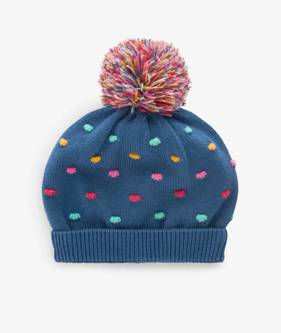 Navy Baby Pom Hat(6-12 Months)
