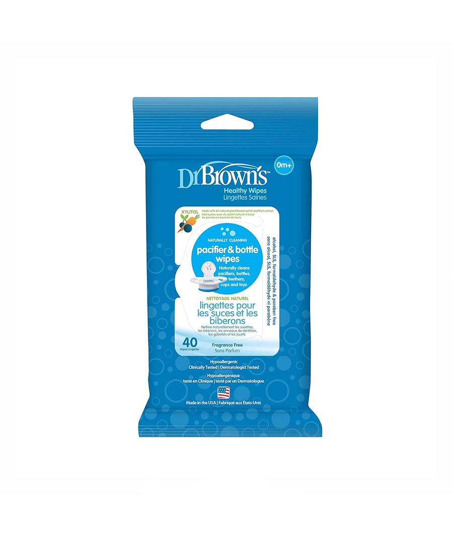 Dr. Brown's Bottle and Pacifier Healthy Wipes 40 Count, 1 Pack