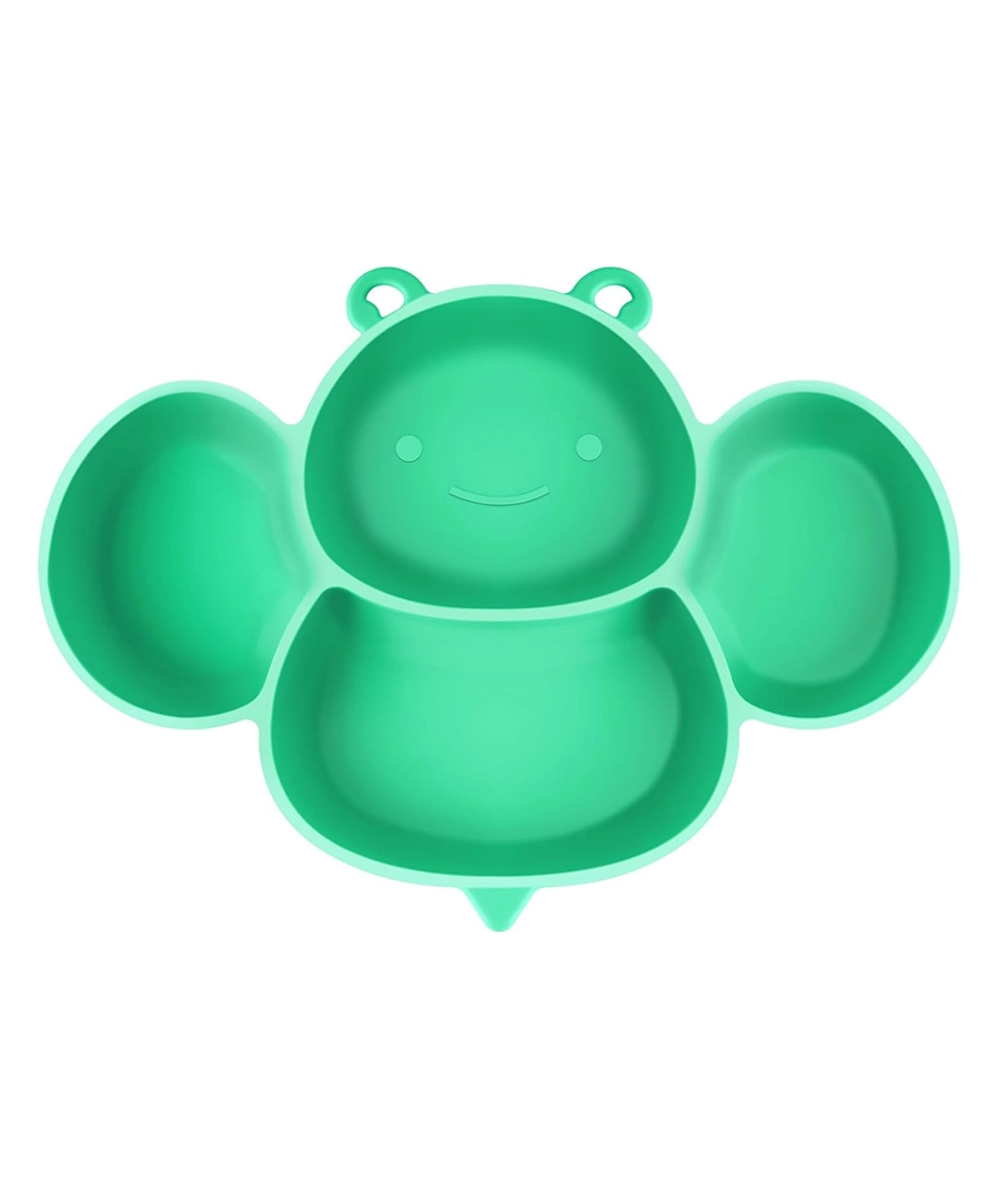 Silicone Baby Plate with Suction for Weaning Green