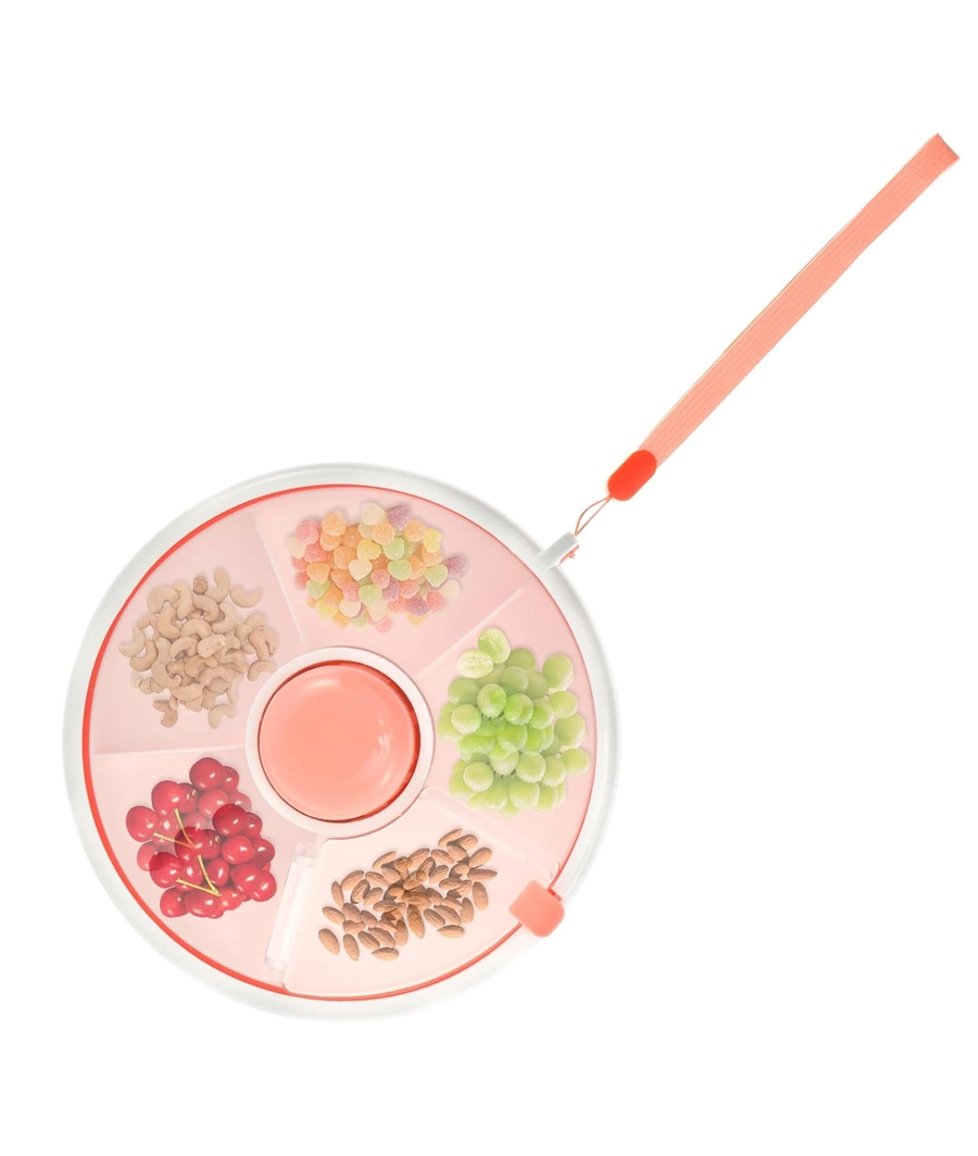 Kids Snack Spinner Toddler Spinner Snack Box with Hand Strap 18cm 5 Compartments (pink)