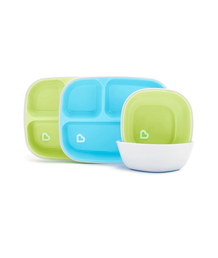 Munchkin 4 Piece Toddler Divided Plate & Bowl Dining Set