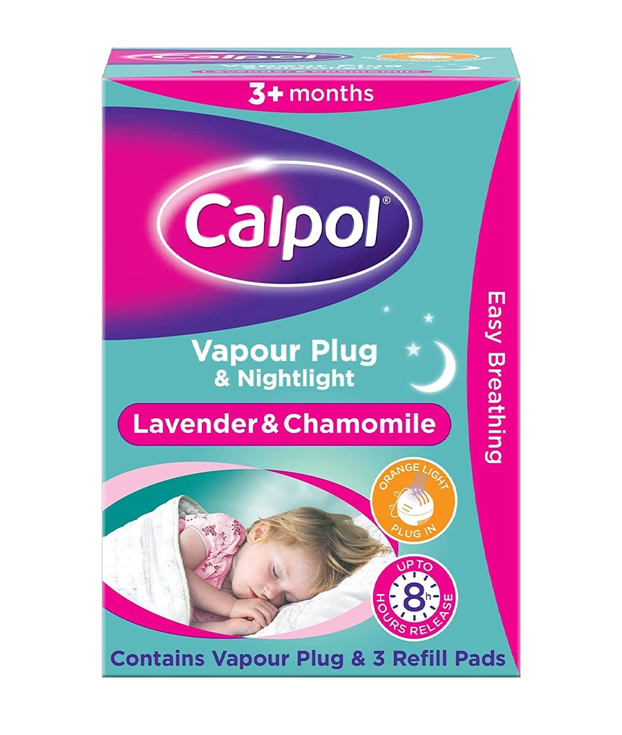 Calpol Vapour Plug Nightlight Lavender Chamomile 3+ Months (Orange Light)- Plug and 3 refills