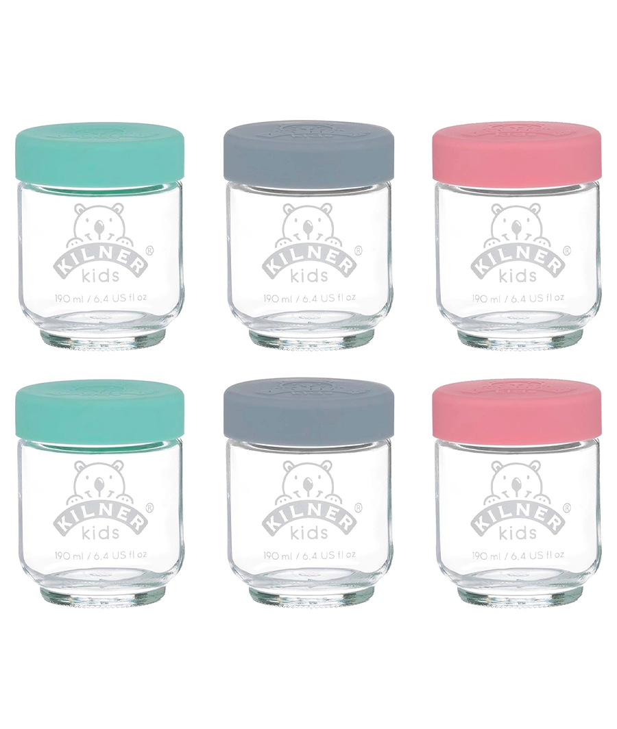 Kids Glass Baby Food Jars Set of 6 x 190ml