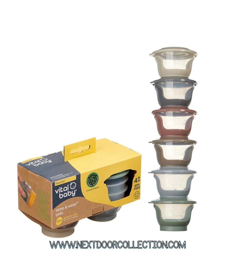 Vital Baby Nourish Store & Wean Food Pots 60ml 6pk 4m+