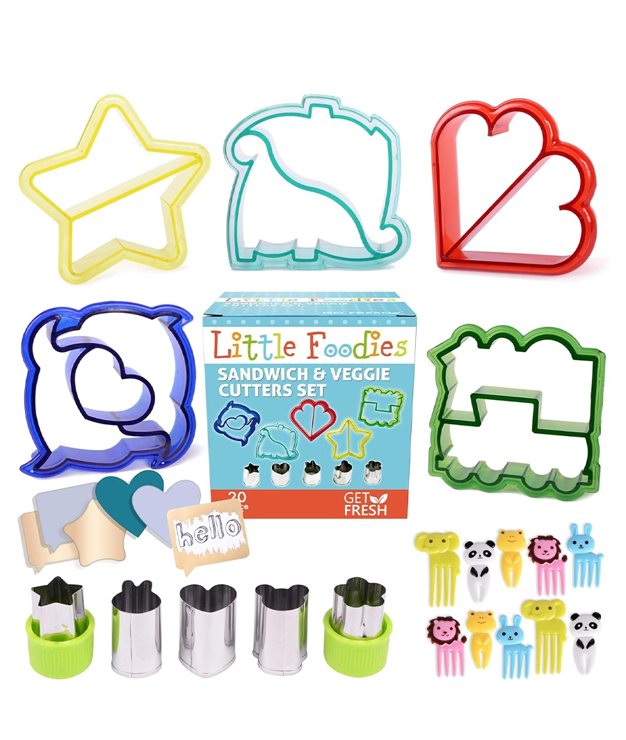 GET FRESH Sandwich & Veggie Cutter Set with 5 Shapes, 30 Pieces